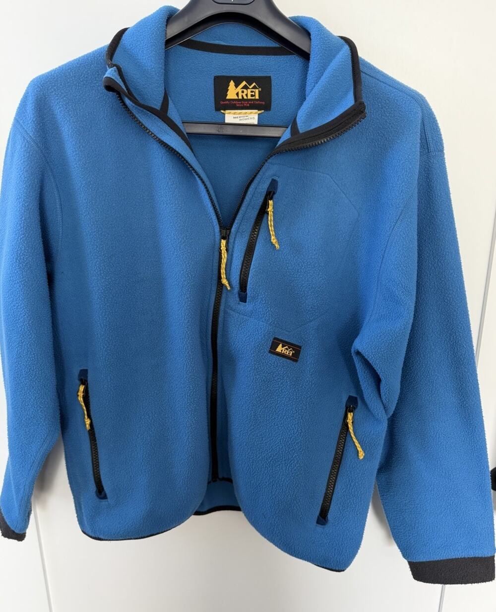REI Polartec Fleece Jacket Women’s Medium Blue Full Zip Outdoor Hiking Vintage